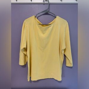 Naturals Coldwater Creek Yellow 3/4 length sleeve shirt 2X